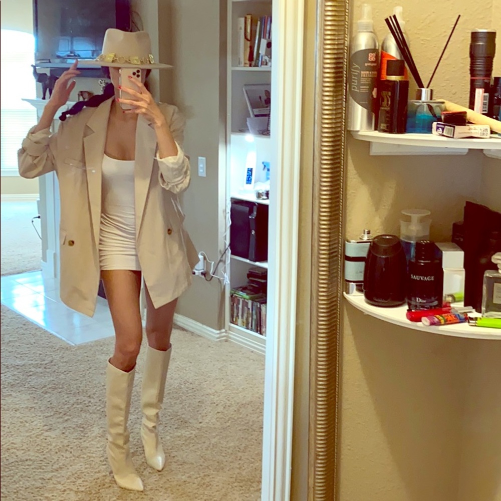 White mini dress! $70. Ivory Blazer $140